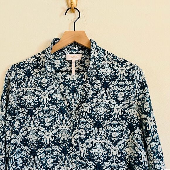 Laundry by Shelli Segal Turquoise/White Button Front Top Size Medium - Picture 6 of 8